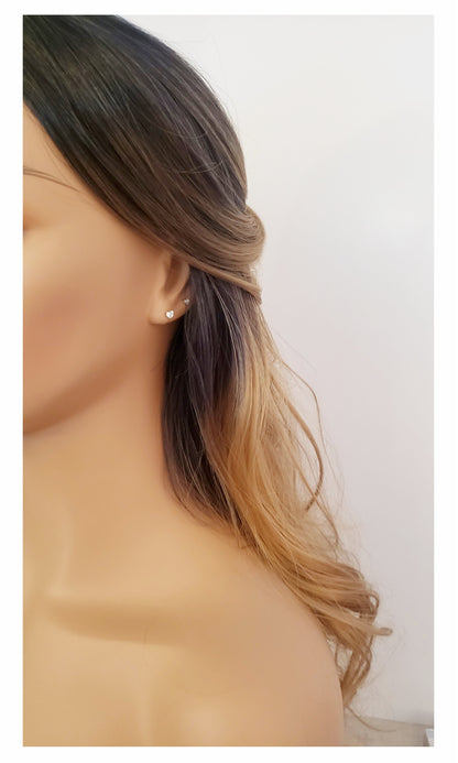 ANYA 4mm Mini Heart Cubic Zirconia Stud Earrings