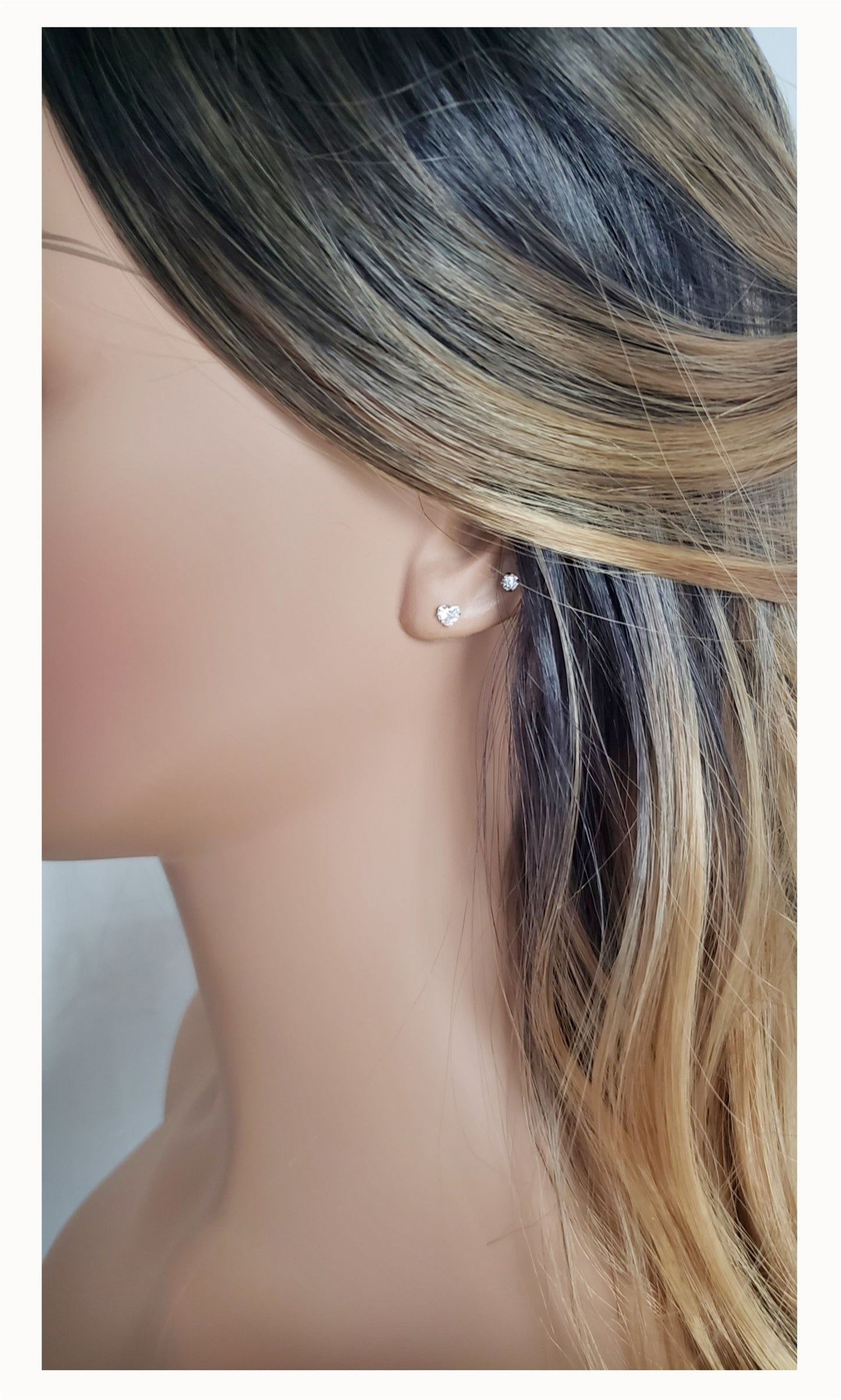 ANYA 4mm Mini Heart Cubic Zirconia Stud Earrings