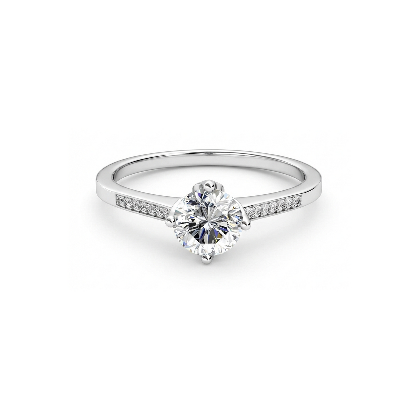 ARABELLA White Crystal Diamond Ring 18K White Gold Over Sterling Silver