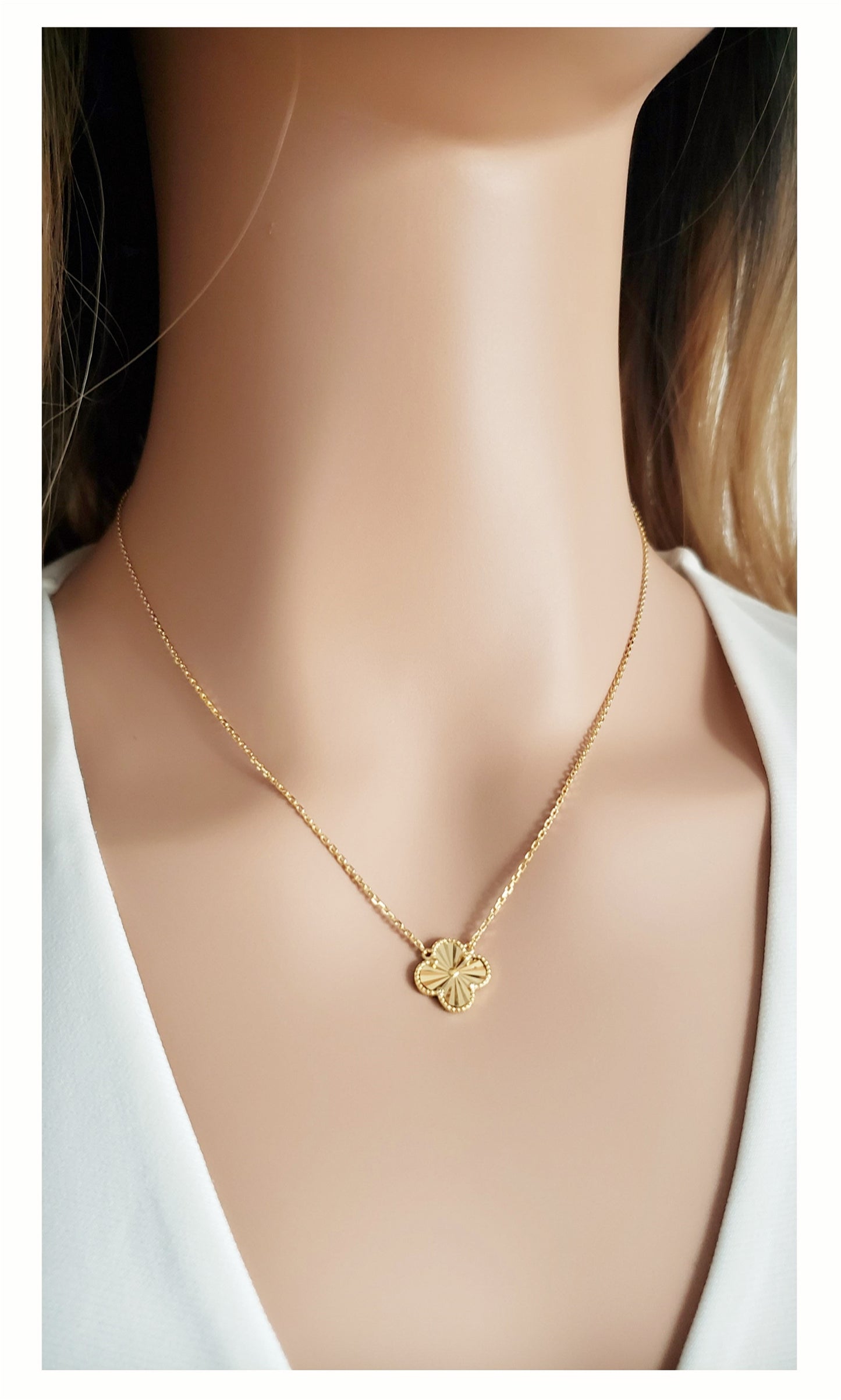 AUDREY 2-Piece Jewelry Set, Four Leaf Clover Earrings & Necklace 18K Gold Plated