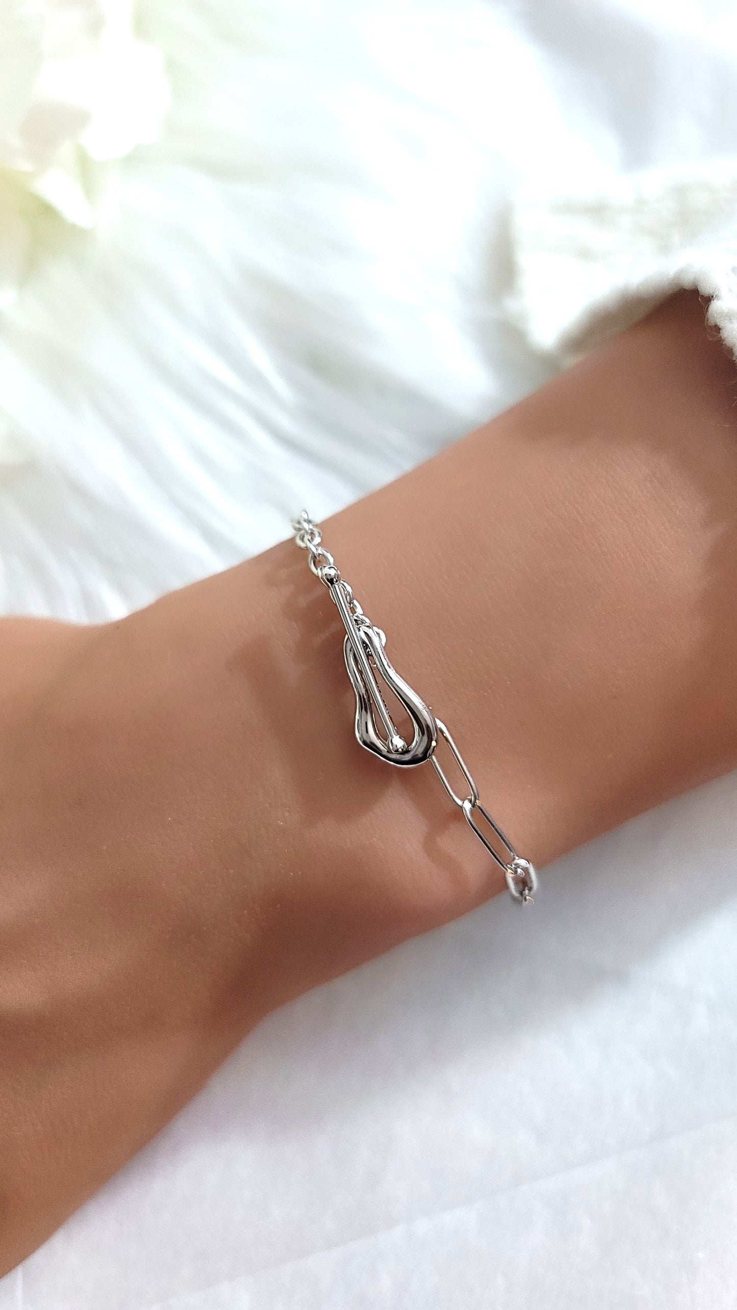 ABBY 4MM Paperclip Bracelet in Rhodium Over Sterling Silver