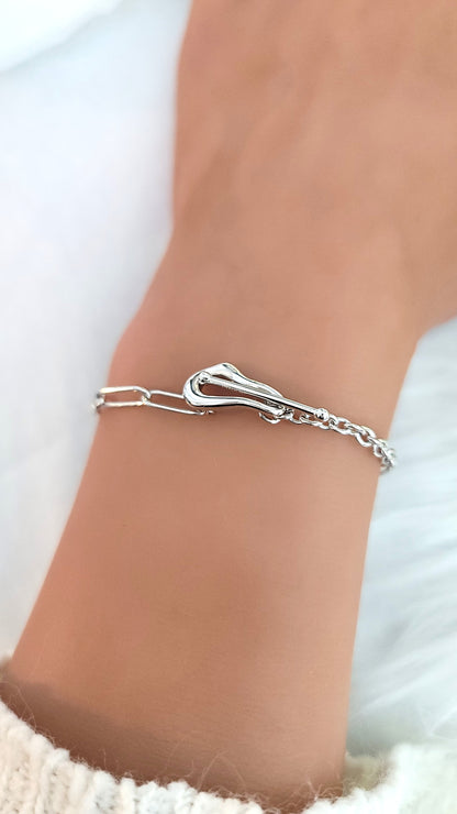 ABBY 4MM Paperclip Bracelet in Rhodium Over Sterling Silver