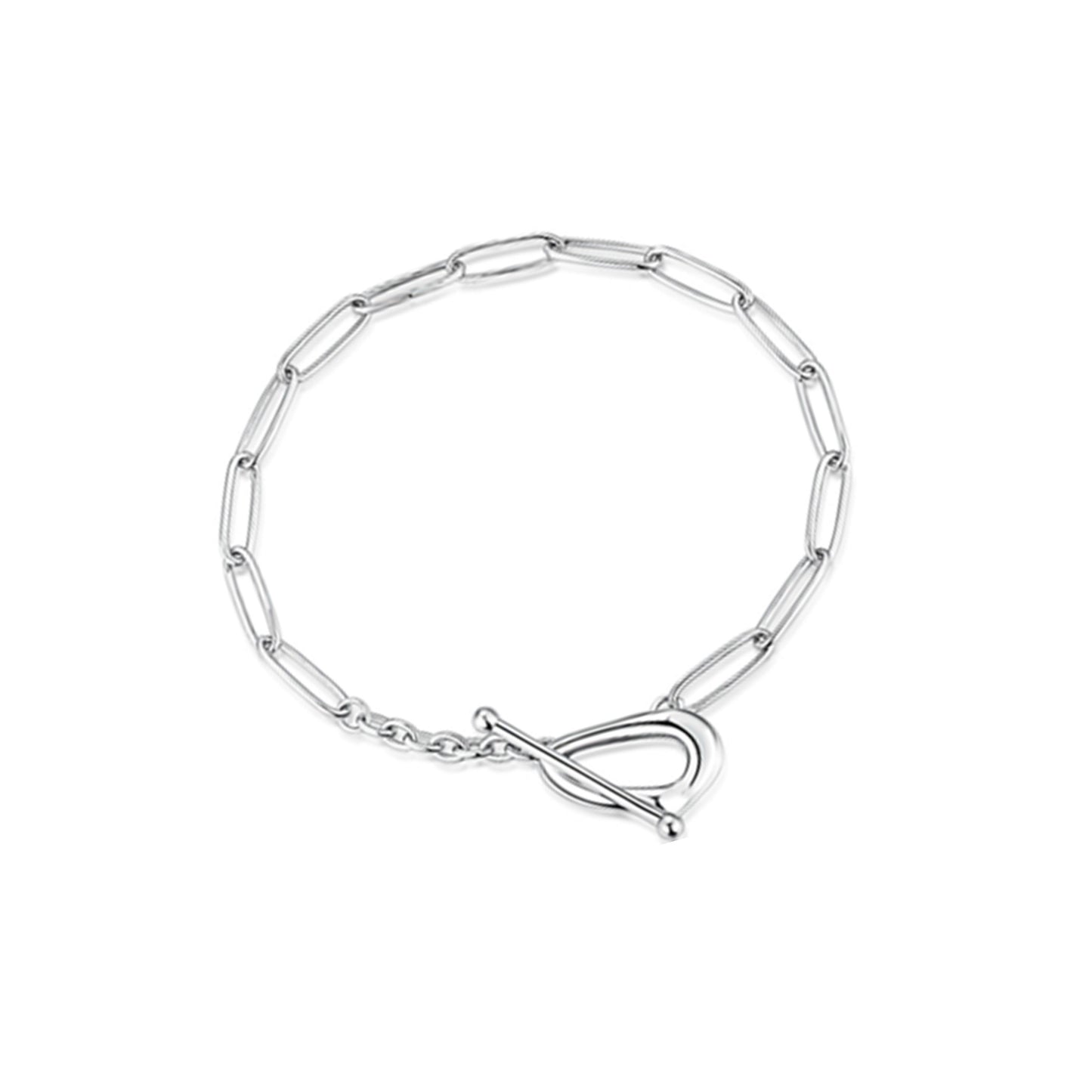 ABBY 4MM Paperclip Bracelet in Rhodium Over Sterling Silver