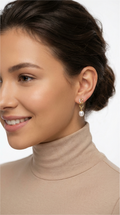 ABIGAIL PEARL DROP EARRINGS 14K Gold Over Sterling Silver