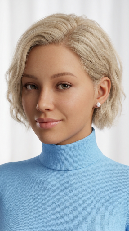 ALICE 8MM White Pearl Stud Earrings in Rhodium Over Sterling Silver