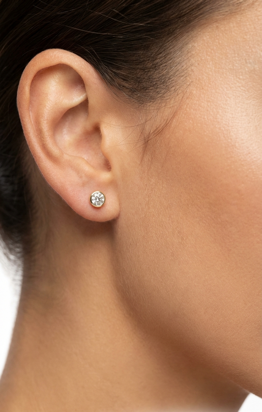 ANAÏS 5MM CZ Diamond Stud Earrings in 14K Gold Over Sterling Silver