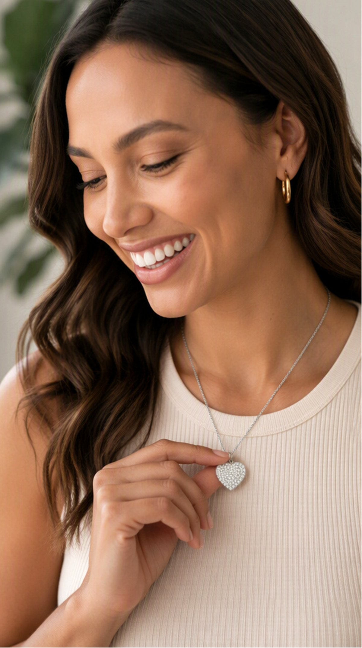 ANGELIQUE "I Love You Deeply" Pavé CZ Double Heart Pendant Necklace