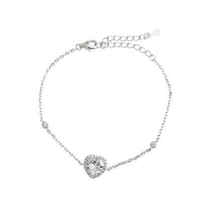 ANGIE Halo Heart Bracelet in Rhodium Over Sterling Silver