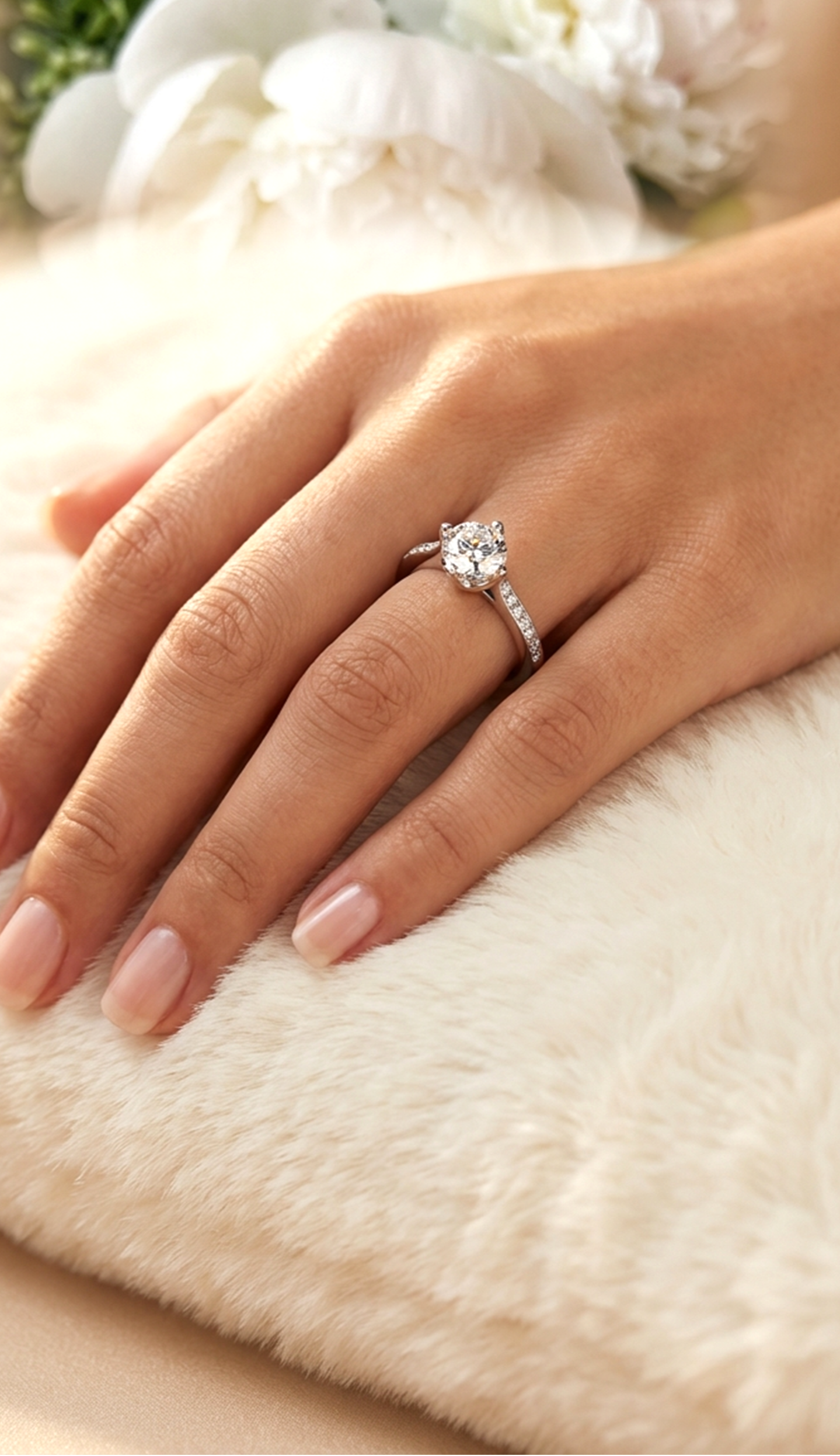 ARABELLA White Crystal Diamond Ring 18K White Gold Over Sterling Silver