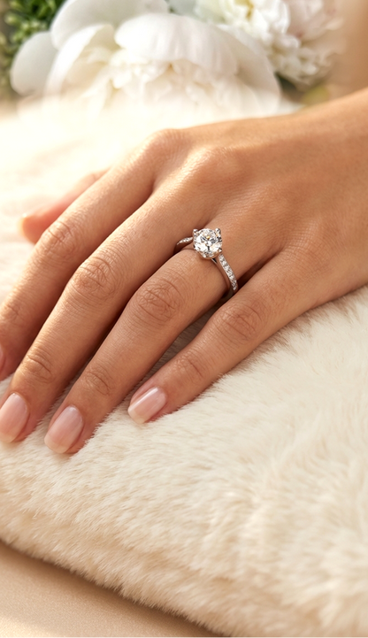 ARABELLA White Crystal Diamond Ring 18K White Gold Over Sterling Silver