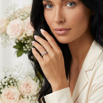 ARABELLA White Crystal Diamond Ring 18K White Gold Over Sterling Silver