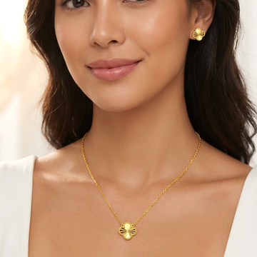 AUDREY Four-Leaf Clover Earrings & Pendant Necklace in 18K GP