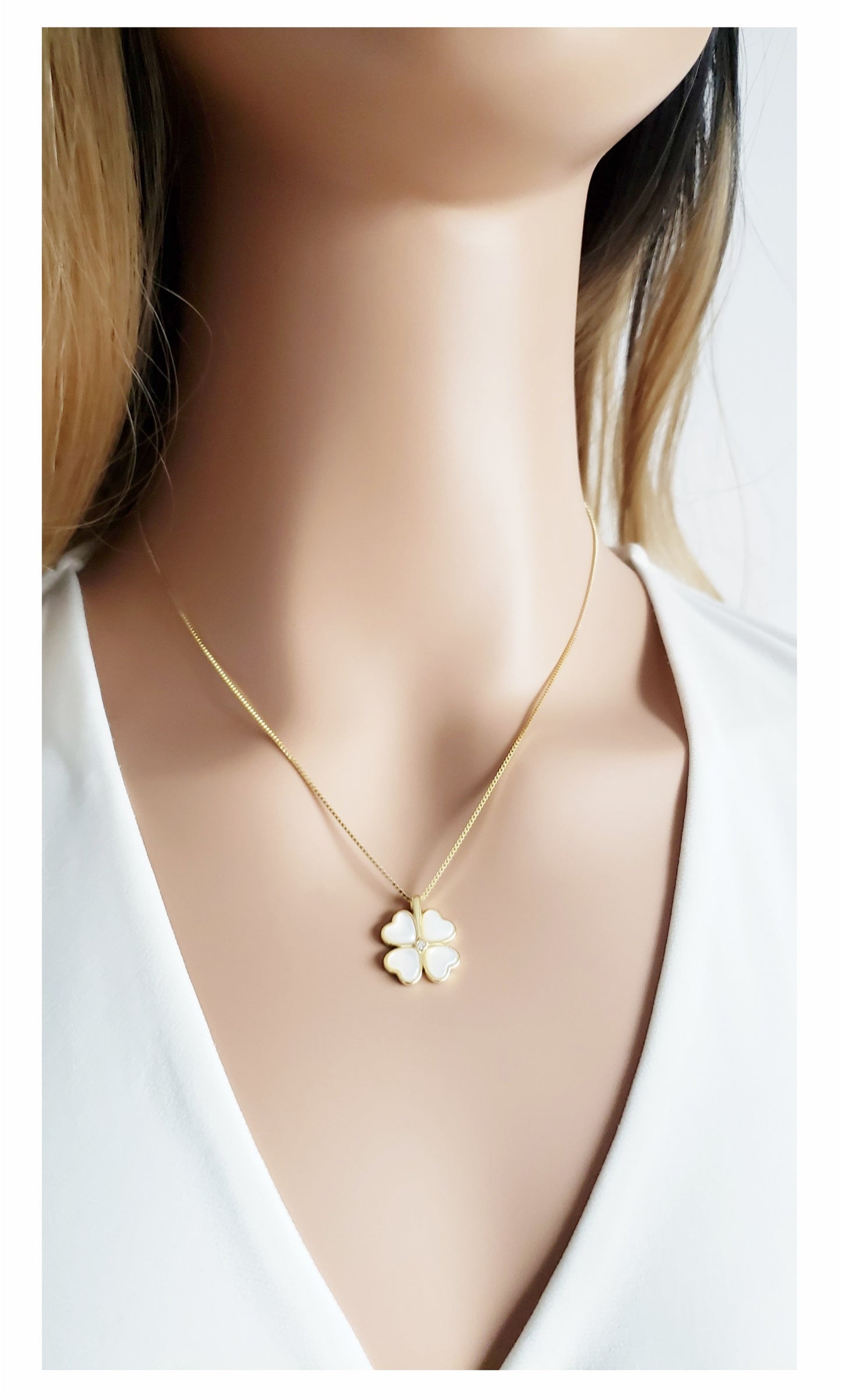 BEATRICE Opal Heart Four-Leaf Clover Pendant Necklace 18K Gold Over Sterling Silver