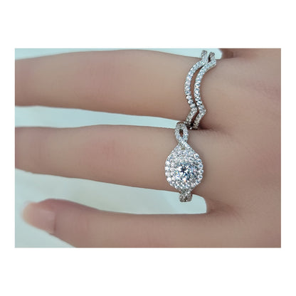 BETTY Halo Round Bridal Stacking Set Rings