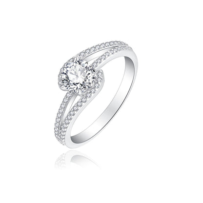 BETHANY White CZ Diamond Round Cut Ring in Rhodium Over Sterling Silver