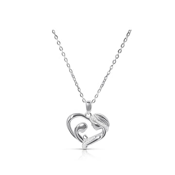 CARINA Mother-Daughter CZ Heart Pendant Necklace