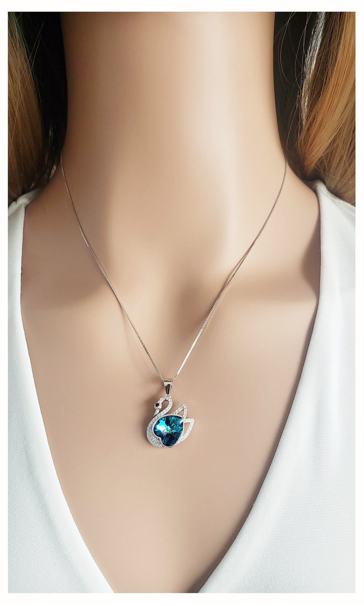 CHRISTINE Austrian Crystal Swan Necklace Pendant