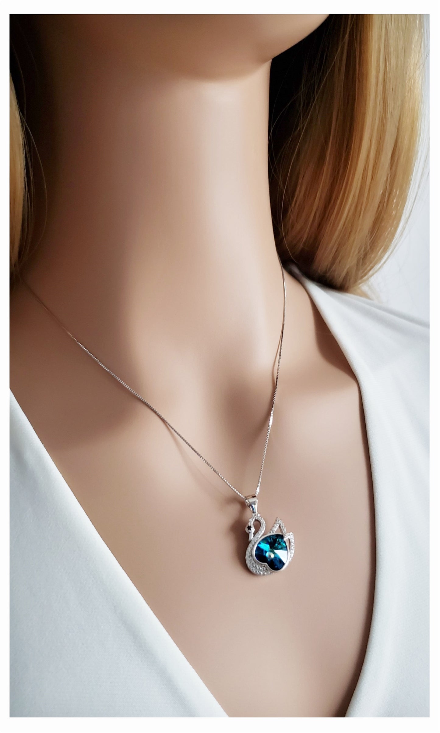 CHRISTINE Austrian Crystal Swan Necklace Pendant