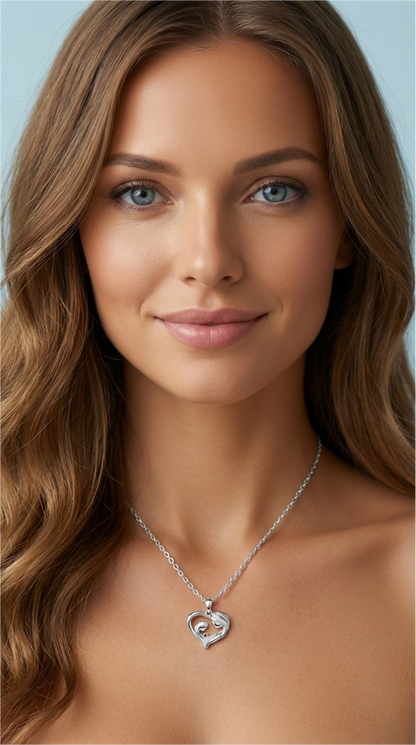 CARINA Mother-Daughter Pendant Necklace in Rhodium Over Sterling Silver