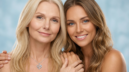 CARINA Mother-Daughter Pendant Necklace in Rhodium Over Sterling Silver