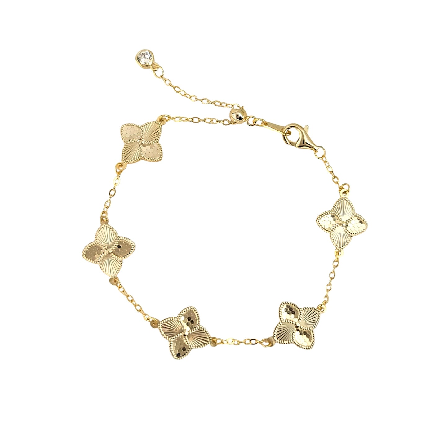 CASSIE Four-Leaf Clover Bracelet 14K Gold Over Sterling Silver