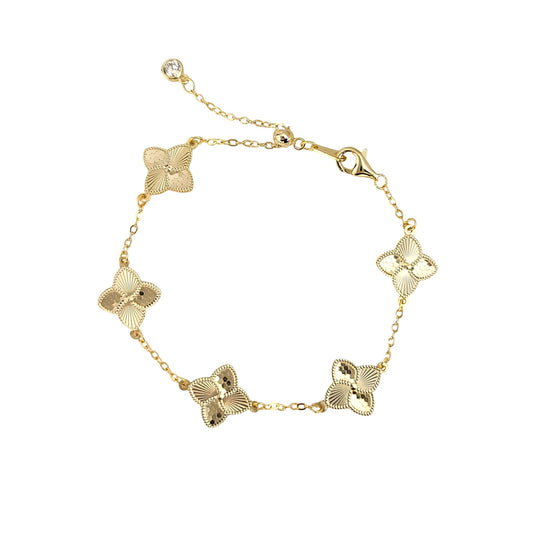 CASSIE Four-Leaf Clover Bracelet 14K Gold Over Sterling Silver