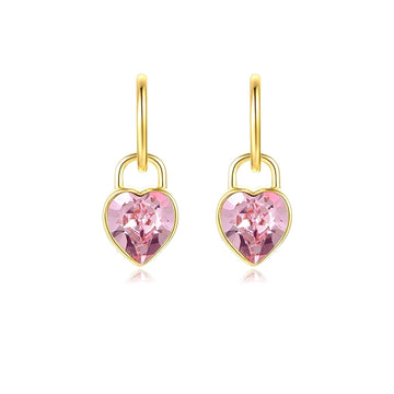 CLARA Detachable Pink Heart Drop Earrings in 14K GP