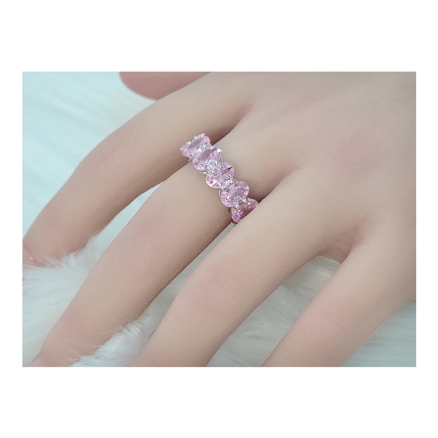DANAMARIE Pink Oval Cut Eternity Ring