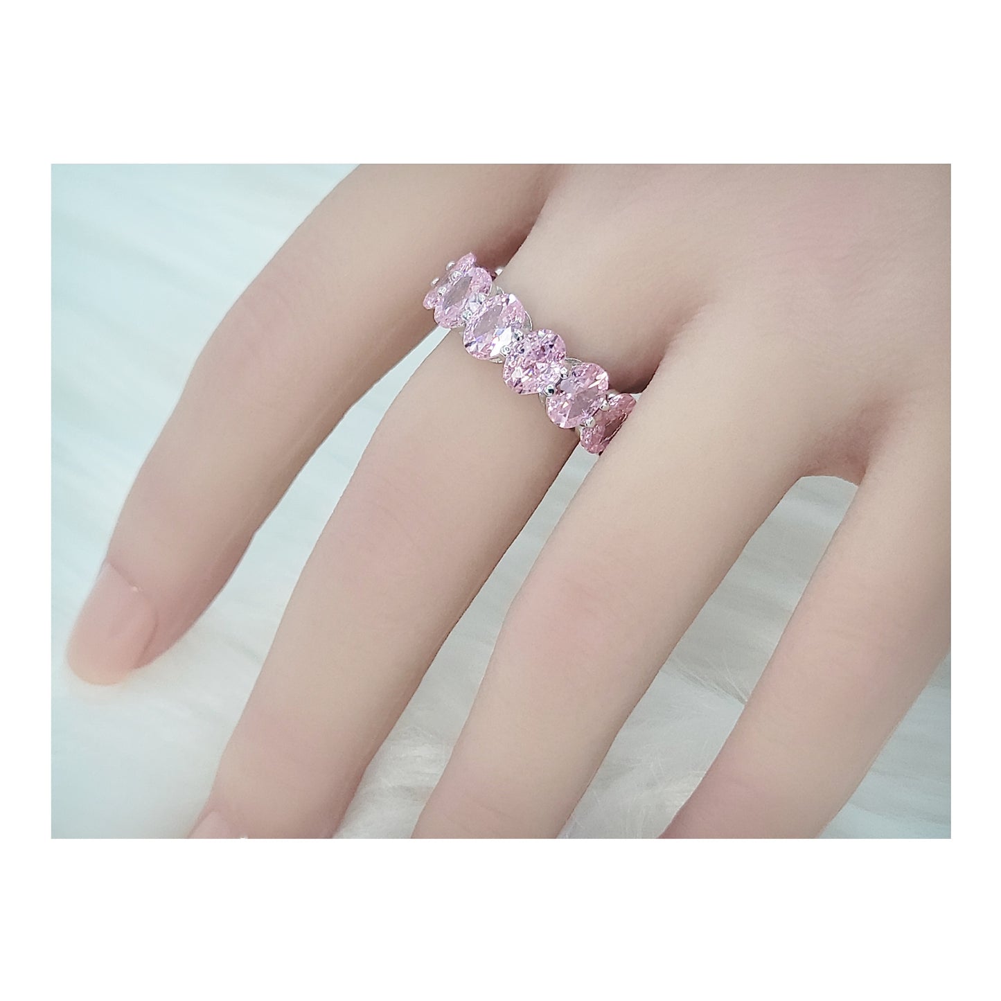 DANAMARIE Pink Oval Cut Eternity Ring