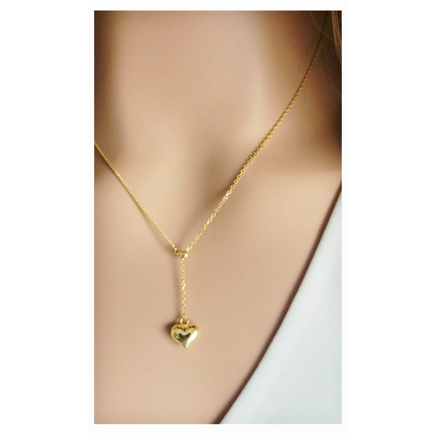 DARLYINE Heart Drop Pendant Necklace 18K Gold Plated