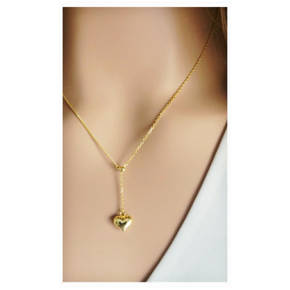 DARLYINE Heart Drop Pendant Necklace 18K Gold Plated