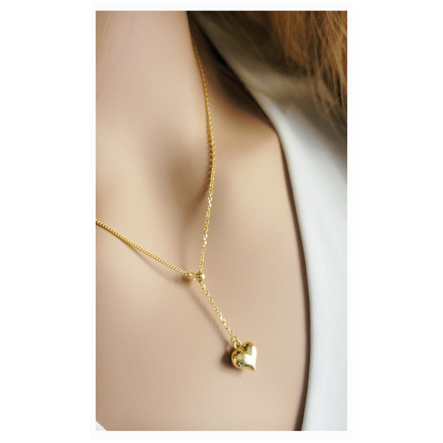 DARLYINE Heart Drop Pendant Necklace 18K Gold Plated