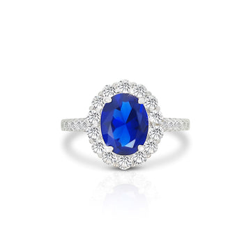 DIANA Oval Blue Sapphire Halo Ring