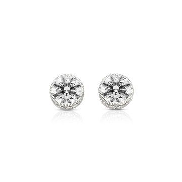 DIANE Large 10MM CZ Diamond Round Halo Stud Earrings