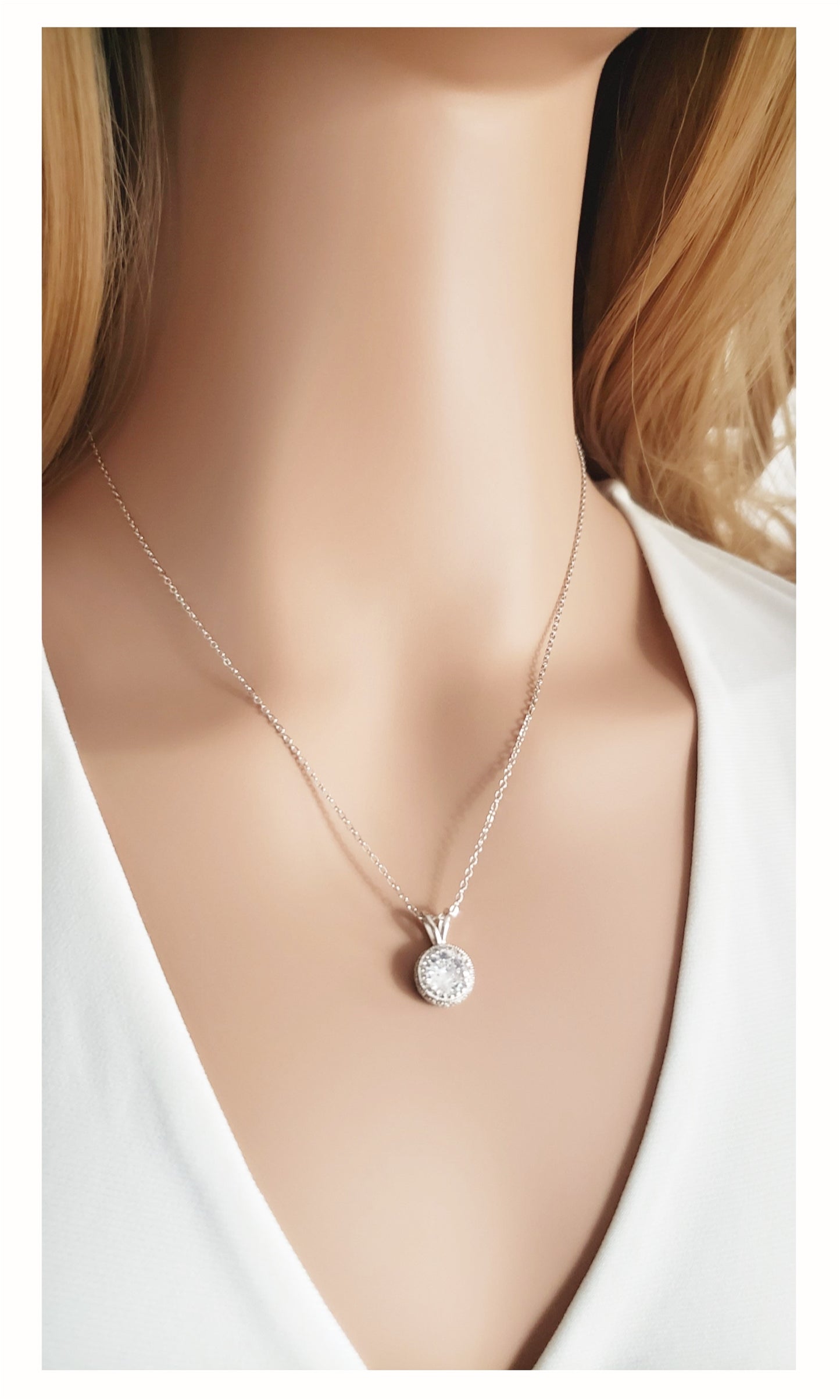 DIANE 2-Piece Jewelry Set, Round Halo Earrings and Necklace
