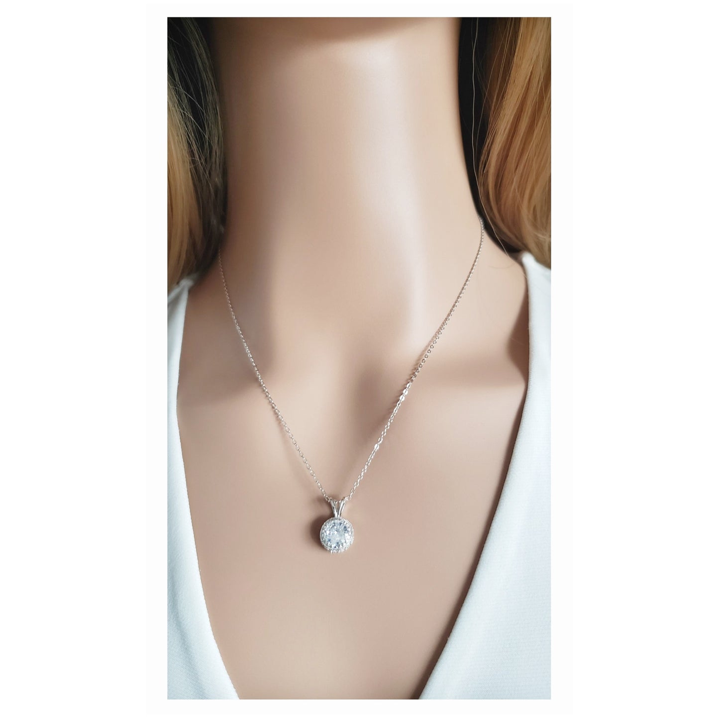 DIANE 2-Piece Jewelry Set, Round Halo Earrings and Necklace