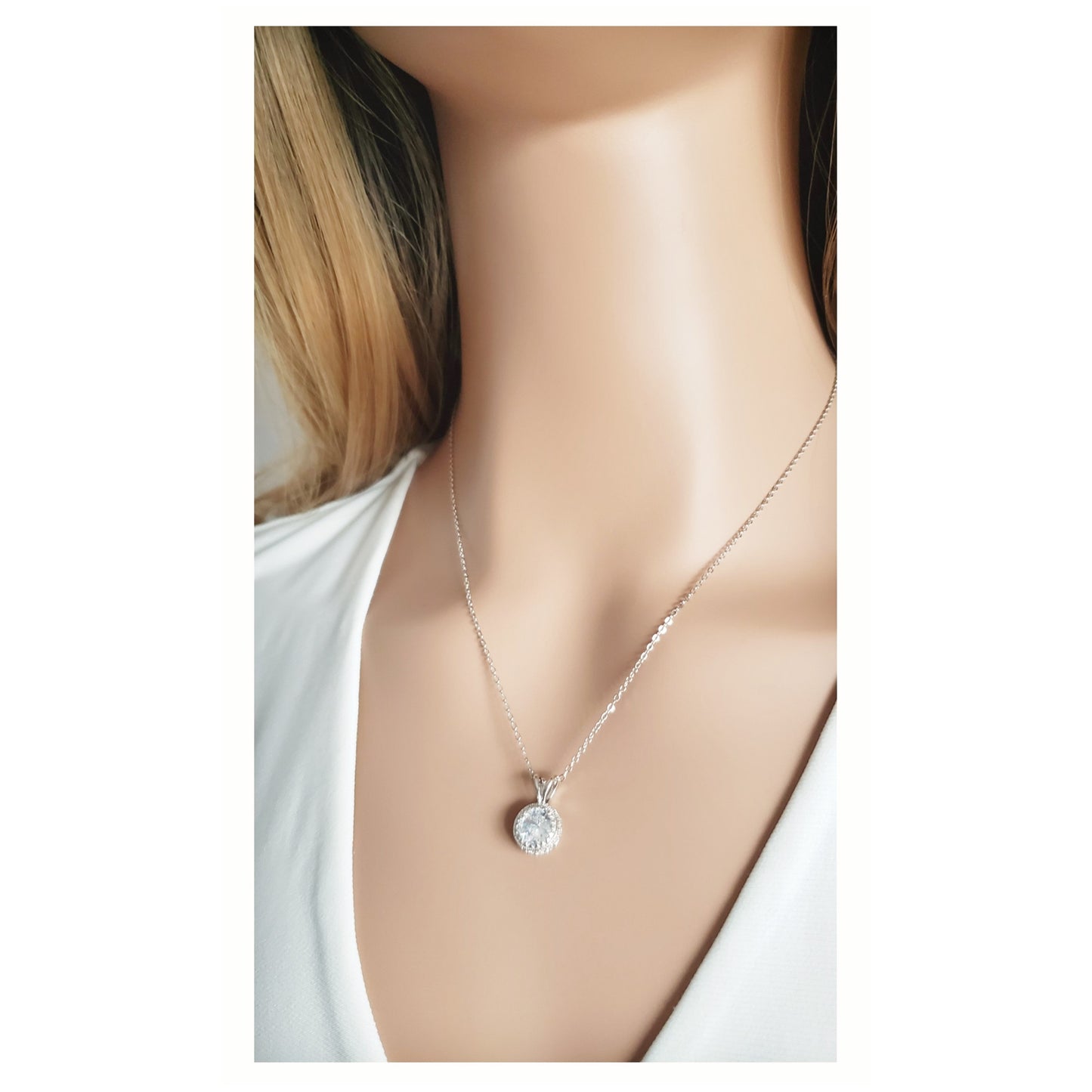 DIANE 2-Piece Jewelry Set, Round Halo Earrings and Necklace