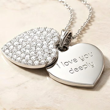 ANGELIQUE "I Love You Deeply" Pavé CZ Double Heart Pendant Necklace