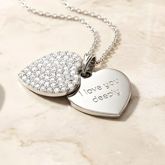 ANGELIQUE "I Love You Deeply" Pavé CZ Double Heart Pendant Necklace