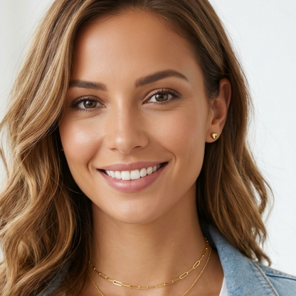 DESIREE 6MM Heart Stud Earrings 14K Gold Over Sterling Silver