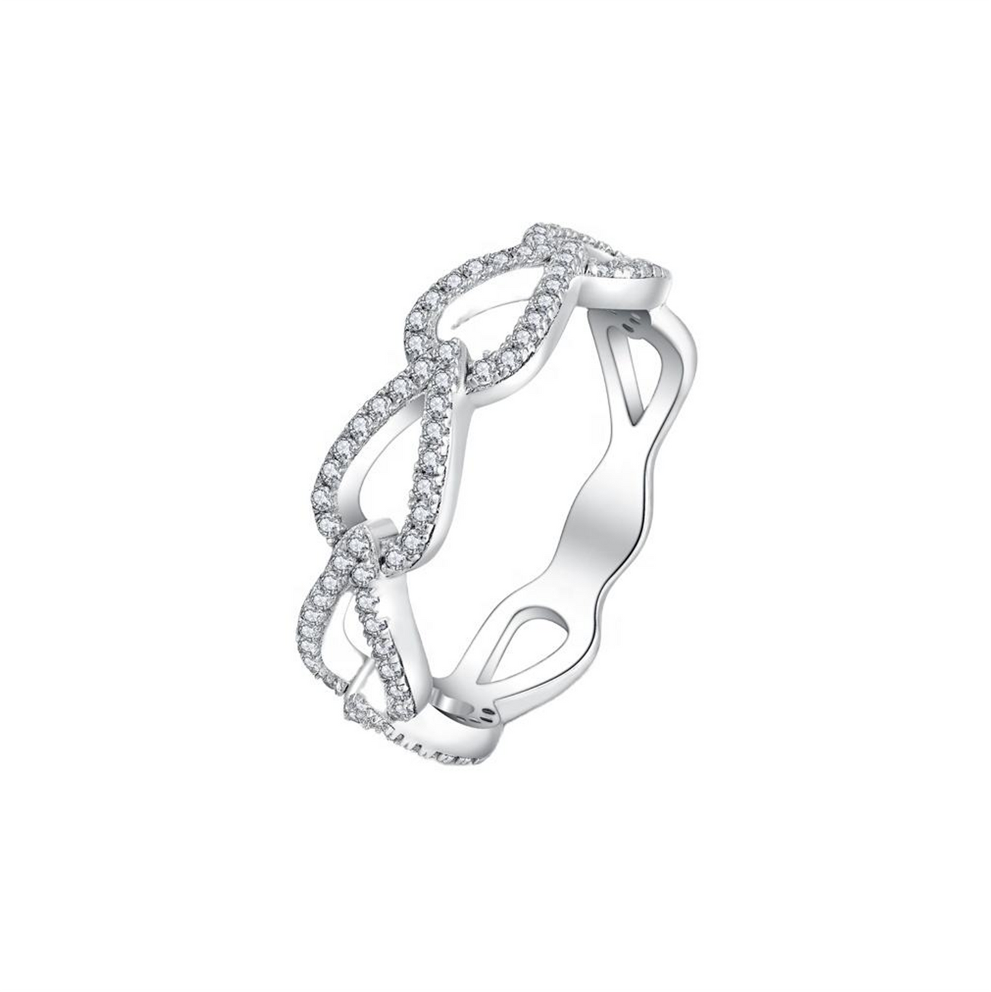 FRANCESCA Crisscross Ring in Rhodium Over Sterling Silver