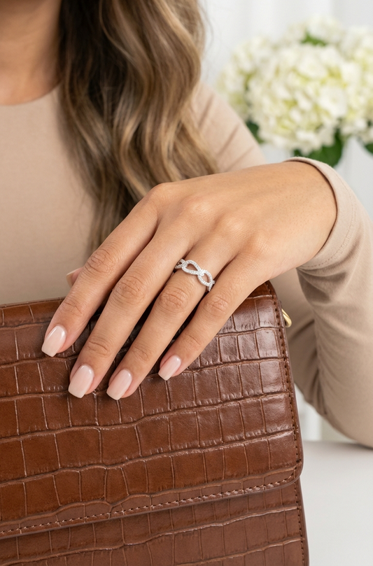 FRANCESCA Crisscross Ring in Rhodium Over Sterling Silver