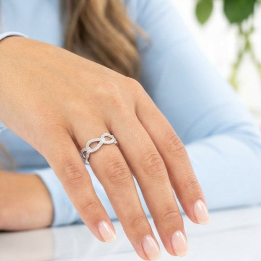 FRANCESCA Crisscross Ring in Rhodium Over Sterling Silver