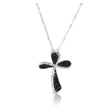 HOSANNA Black Spinel & CZ Cross Pendant Necklace