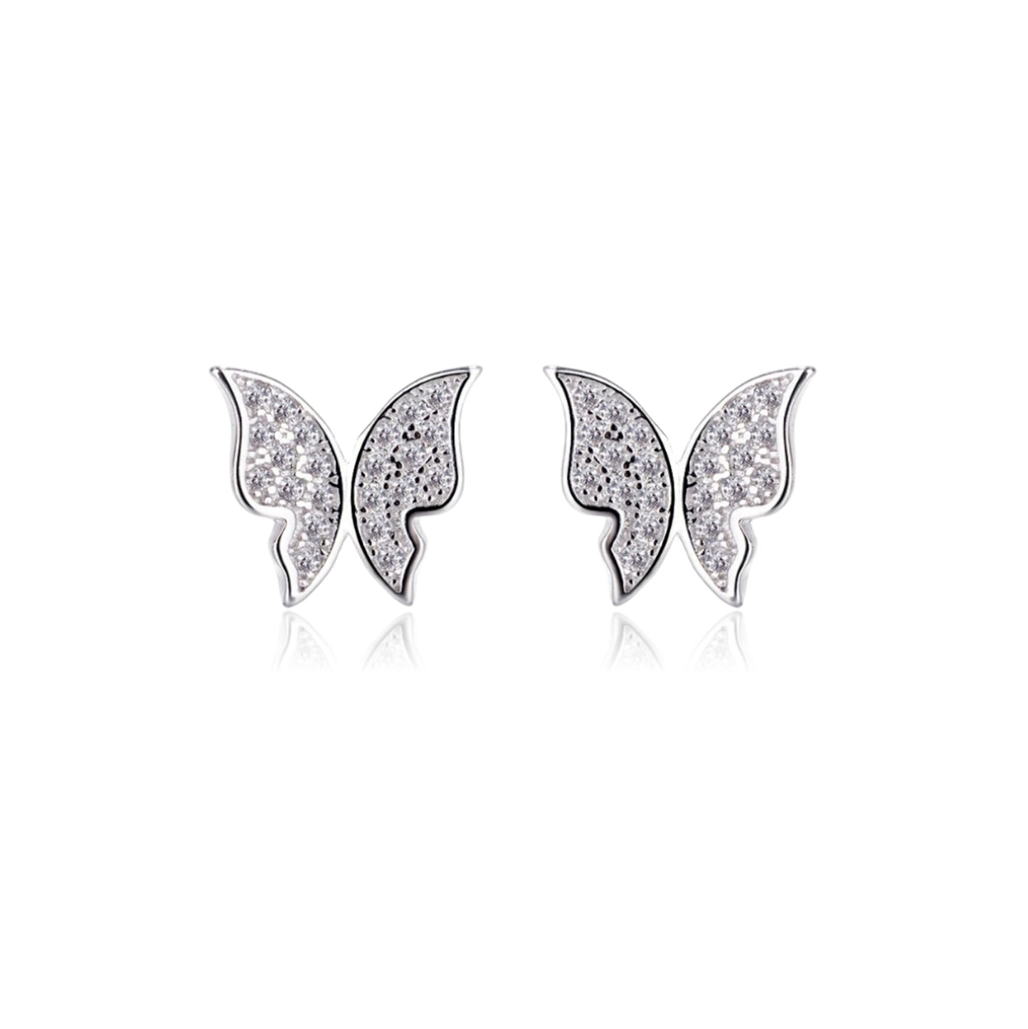 ISABELLA Butterfly Earrings in Rhodium Over Sterling Silver