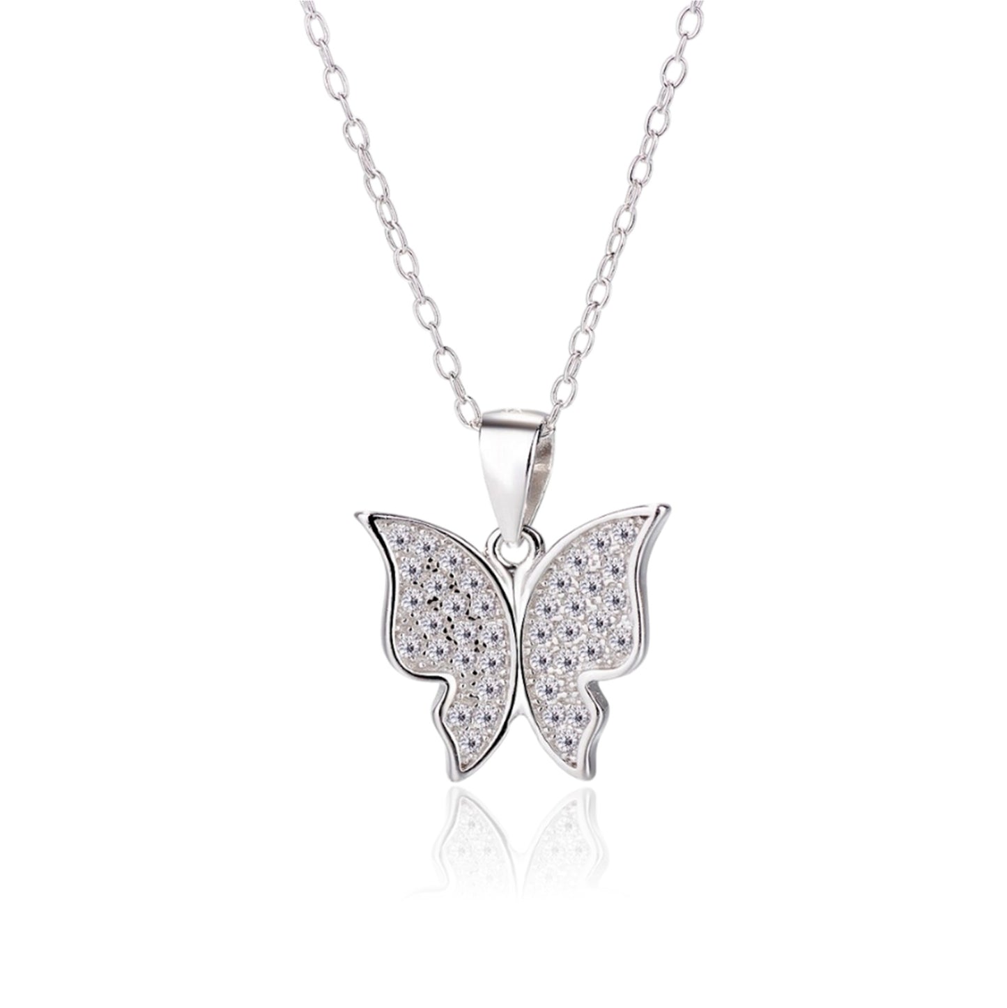 ISABELLA Butterfly Pendant Necklace in Rhodium Over Sterling Silver