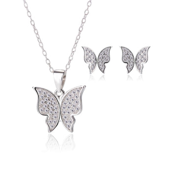 ISABELLA 2-Piece Butterfly CZ Earrings & Pendant Necklace Set