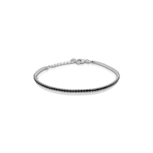 JAELLE Black Pave Tennis Bracelet in Sterling Silver