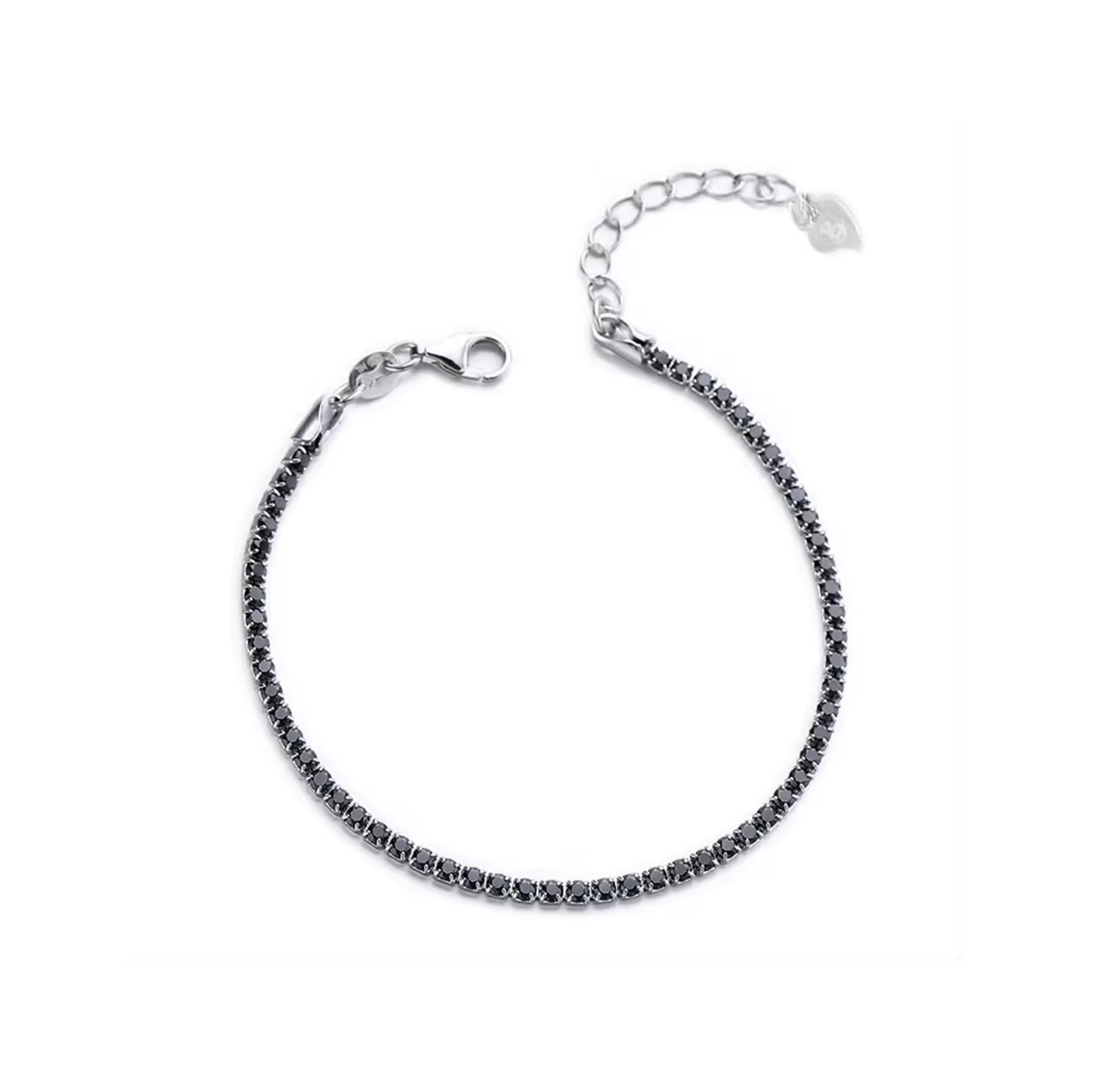 JAELLE Black Pave Tennis Bracelet in Sterling Silver