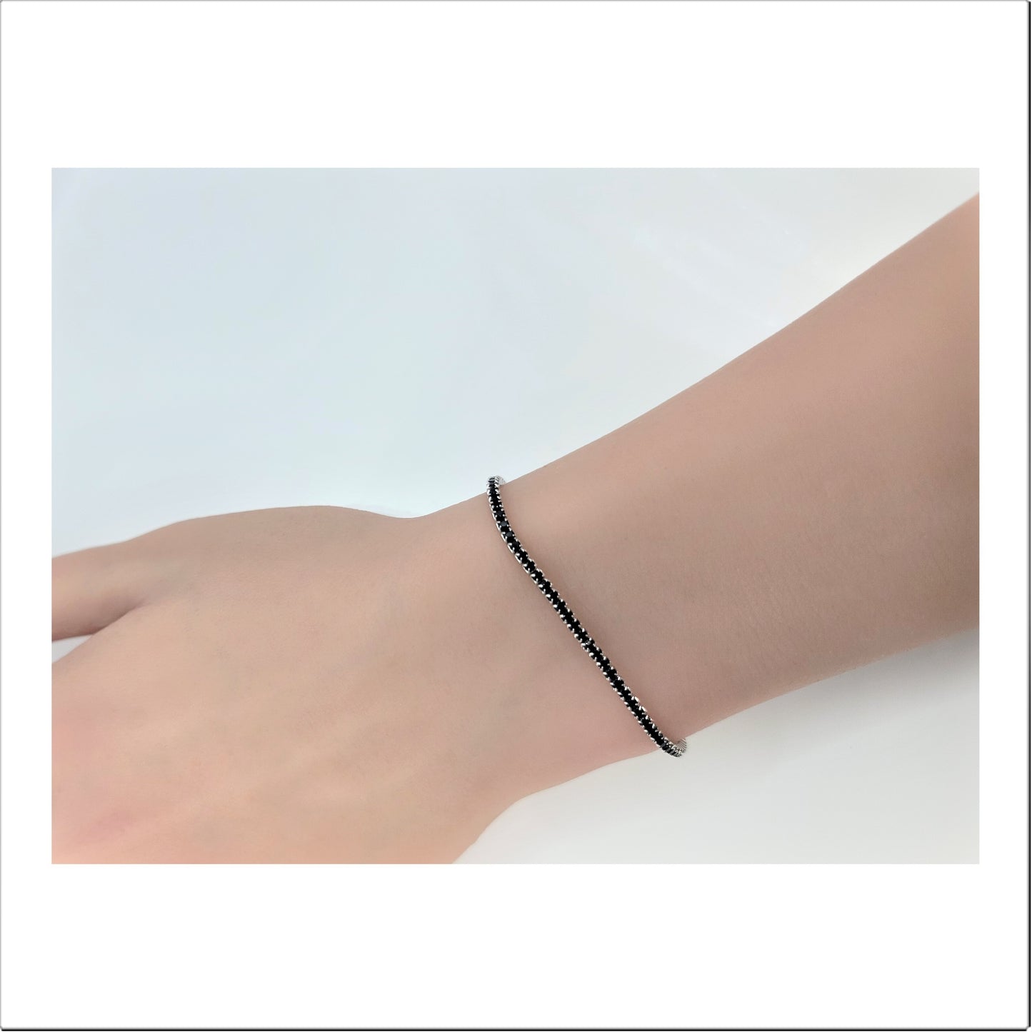 JAELLE Black Pave Tennis Bracelet in Sterling Silver